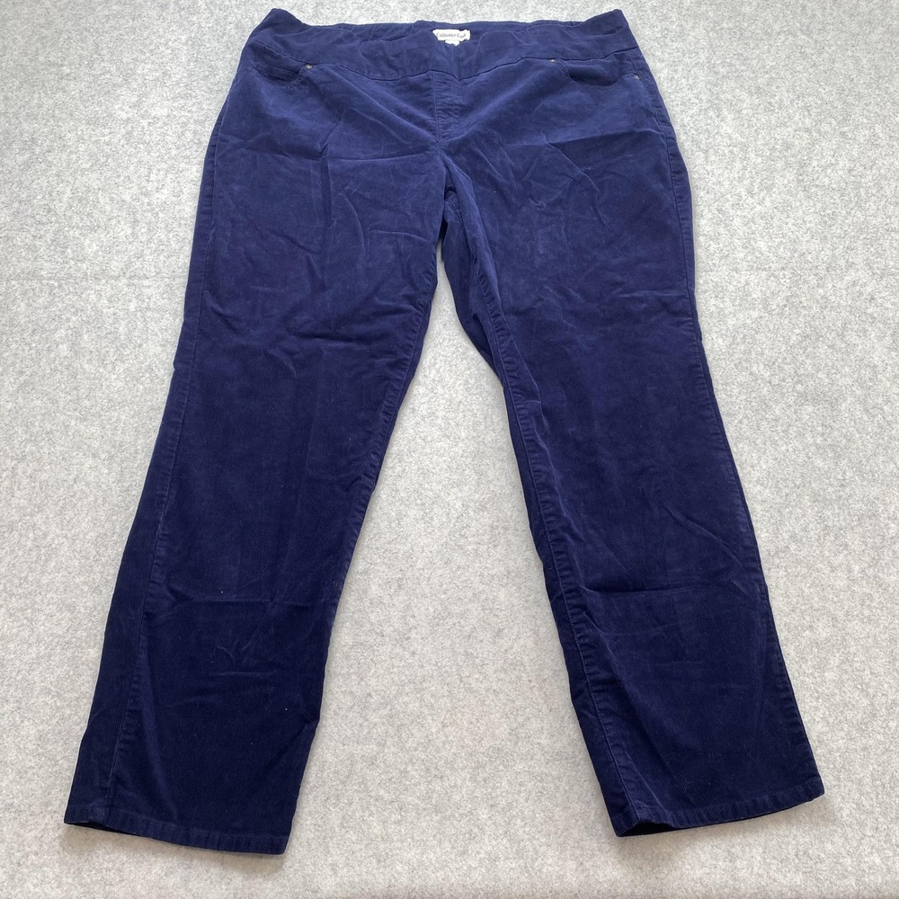 Coldwater Creek Pants Womens 20W (41x29) Blue Corduroy Pull On Elastic Waist